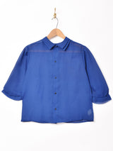 スタンドカラー シースルー七分袖ブラウス