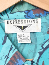 アニマルモチーフ 総柄 半袖シャツ