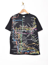 サブウェイ 総柄プリントTシャツ ブラック