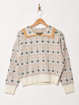 Meridian  襟付き フラワー セーター