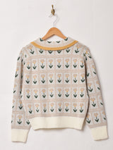 Meridian  襟付き フラワー セーター