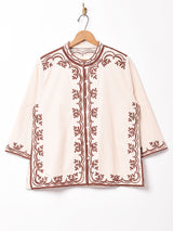 【2色展開】マンダリンカラー 刺繍ブラウス