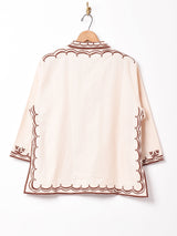 【2色展開】マンダリンカラー 刺繍ブラウス