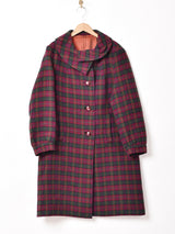 チェック ウールコート