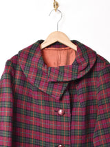 チェック ウールコート