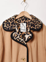 レオパード 内ファー ウールコート