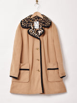 レオパード 内ファー ウールコート