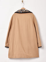 レオパード 内ファー ウールコート