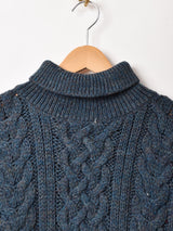 タートルネック ミックス ケーブルセーター