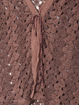 長袖 フレアスリーブ クロシェカーディガン