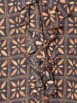 総柄 フリルブラウス