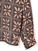 総柄 フリルブラウス