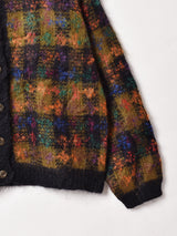 チェック柄 モヘア カーディガン