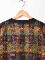 チェック柄 モヘア カーディガン