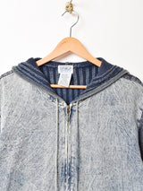 ニット切り替え フード付き デニムジャケット