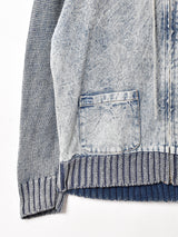 ニット切り替え フード付き デニムジャケット