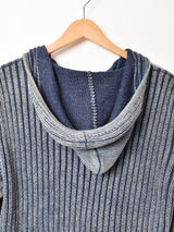 ニット切り替え フード付き デニムジャケット