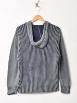 ニット切り替え フード付き デニムジャケット