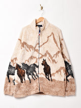アメリカ製 ホース アニマルデザイン フリースジャケット