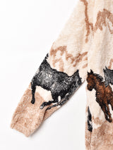 アメリカ製 ホース アニマルデザイン フリースジャケット