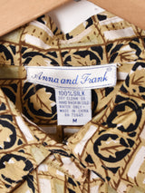 総柄 半袖シルクシャツ