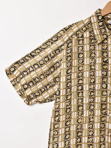 総柄 半袖シルクシャツ