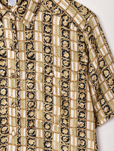 総柄 半袖シルクシャツ