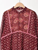 ペイズリー柄 シアー 長袖チュニック