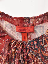 総柄 フレアスリーブ シアーブラウス