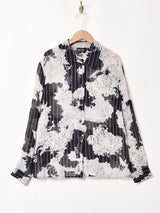 総柄 長袖 シアーシャツ