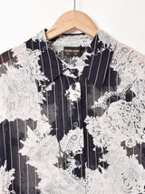 総柄 長袖 シアーシャツ