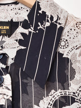 総柄 長袖 シアーシャツ