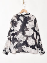 総柄 長袖 シアーシャツ