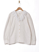 フリルレースカラー 長袖ブラウス