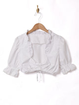 フリルカラー 半袖 クロップドブラウス