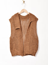 アシンメトリーカラー かぎ編みニットベスト