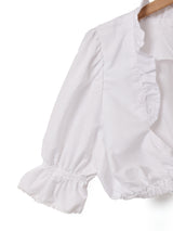 フリルカラー 半袖 クロップドブラウス