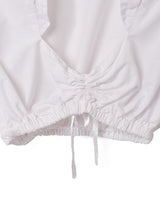 フリルカラー 半袖 クロップドブラウス