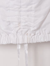 フリルカラー 半袖 クロップドブラウス