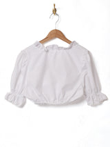 フリルカラー 半袖 クロップドブラウス