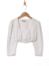 スクエアネック 7分袖 クロップドブラウス