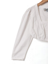 スクエアネック 7分袖 クロップドブラウス