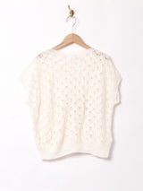 透かし編み 半袖セーター