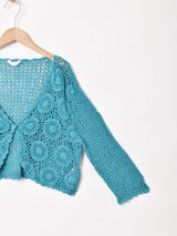 長袖 クロシェカーディガン