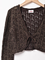 ラメ 透かし編みボレロ