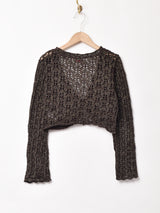 ラメ 透かし編みボレロ