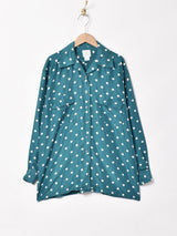 ドット柄 長袖シルクシャツ