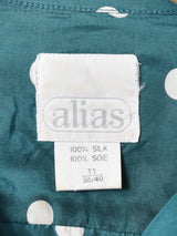 ドット柄 長袖シルクシャツ