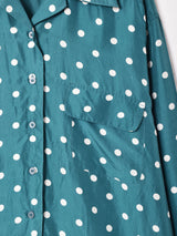 ドット柄 長袖シルクシャツ