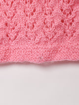 Vネック 透かし編み 半袖セーター